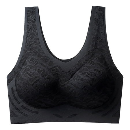 CLZOUD Bra for Women Ultra Thin Ice Silk Bra Comfort Bra Seamless Daily Sports Bra Beauty Back Yoga Bra with Removable Chest Pad Black M