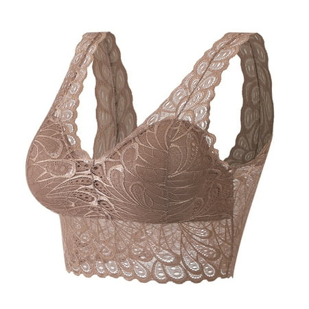 Bigersell Nursing Sleep Bra Women Solid Color Lace Lingerie Comfortable Bra Underwear No Underwire Bra Women Size Bandeau Sports Bra  Style 8835  Khak