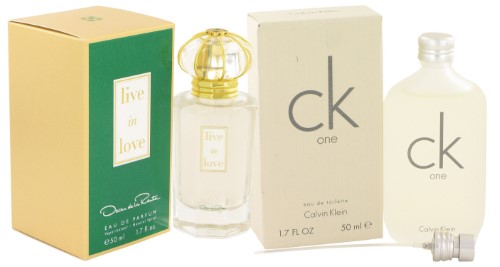 Gift Set Live in Love by Oscar De La Renta Eau De Parfum Spray 1.7 Oz and CK ONE EDT Pour/Spray (Unisex) 1.7 Oz