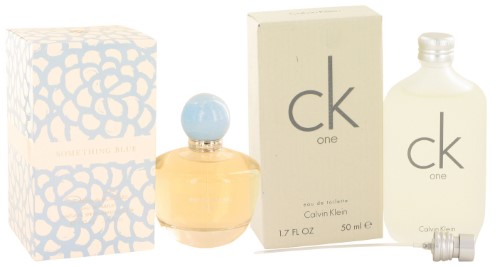 Gift Set Something Blue by Oscar De La Renta Eau De Parfum Spray 3.4 Oz and Ck One Edt Pour/Spray Unisex 1.7 Oz - All
