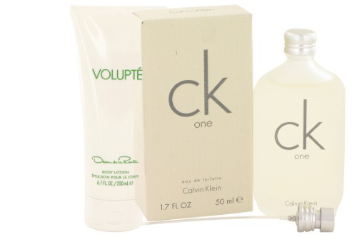 Gift Set Volupte by Oscar De La Renta Body Lotion 6.7 Oz and Ck One Edt Pour/Spray Unisex 1.7 Oz - All
