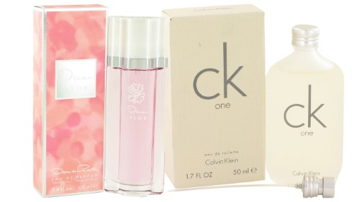 Gift Set Oscar Flor by Oscar De La Renta Eau De Parfum Spray 3.4 Oz and Ck One Edt Pour/Spray Unisex 1.7 Oz - All