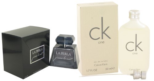 Gift Set La Perla J'aime La Nuit by La Perla Eau De Parfum Spray 3.4 Oz and CK ONE EDT Pour/Spray (Unisex) 1.7 Oz
