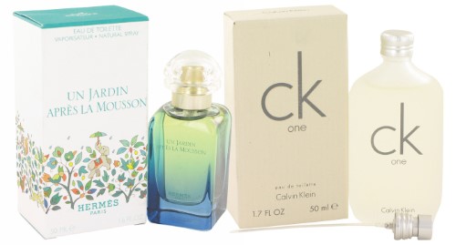 Gift Set Un Jardin Apres La Mousson by Hermes Edt Spray 1.7 Oz and Ck One Edt Pour/Spray Unisex 1.7 Oz - All
