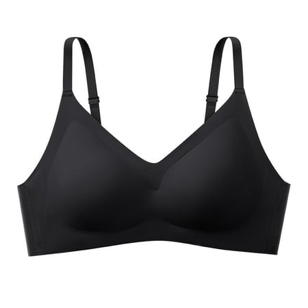 CLZOUD Comfort Everyday Bra Women S Traceless Steel Rimless Small Chest Push up Folded Anti Sagging Sports Beautiful Back Bra Black S