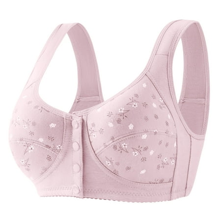 CLZOUD Lively Bras for Women B Knitting Cotton Women Full Cup Print Thin Underwear Plus Size Front Button Wireless Sports Lace Bra Cover Large Size Br