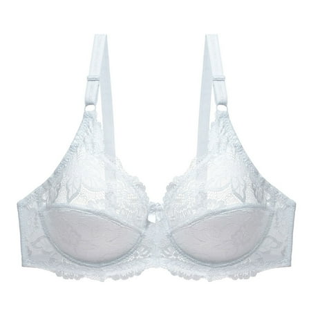 Bigersell Cupless Bra Women Lace with Underwire Solid Color Double Breasted Push up Bra Tall Size Lace Bra and Panty Set  Style 6678  White 38C