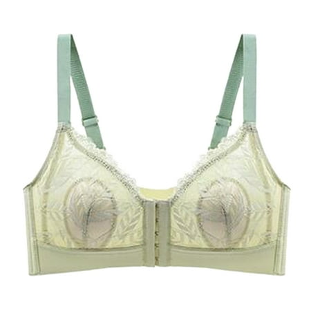 GWAABD Padded Push up Bras for Women Super Soft Wireless Light Comfortable Bra No Sponge Ultrathin Front Buckle Underwear Female Large Size Gathering 