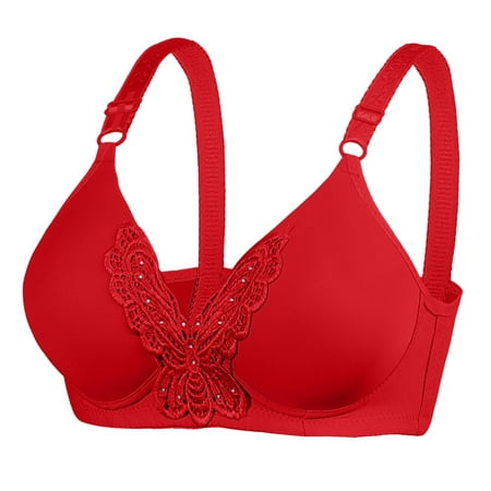 GWAABD Womens Bras Comfortable No Steel Ring Thin Women Bra Solid Color Embroidered Decoration Breathable Gathers Underwear Comfort Bra