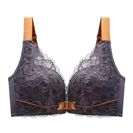 CLZOUD Full Coverage Bras for Women Comfortable Front Buckle Bra Beautiful Back Large Size Adjustable Bra Grey 40