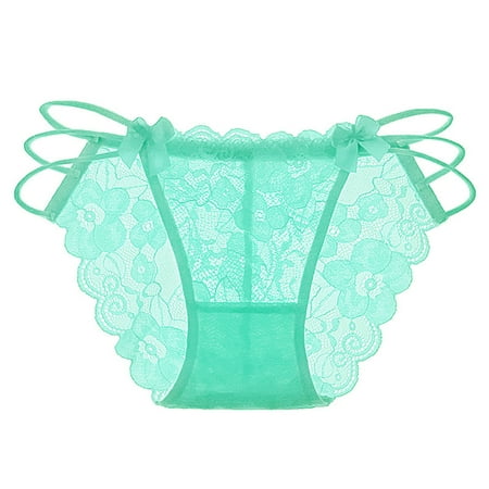 CLZOUD Workout Underwear for Women Green Lace Women Breathable Lace Panties Hollow Low Waist Briefs Cotton Crotch Panties