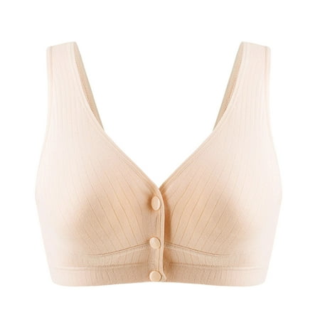 CLZOUD Women S Large Bra Khaki Women S Breastfeeding Gather Breastfeeding Bra Pregnancy Vest Breathable Front Open Button No Steel Ring Bra Xxl