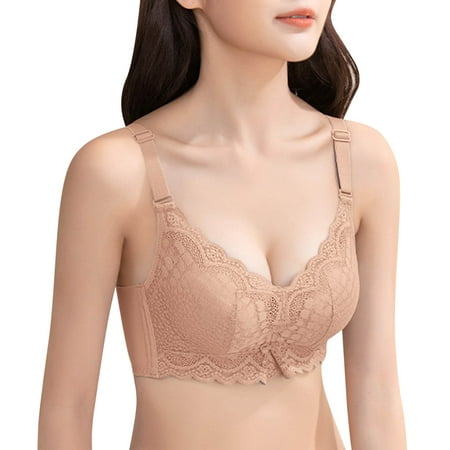 CLZOUD Beautiful Back Bra Bra Underwear a Nylon Spandex Lace Adjusted Lingerie Women S Thickened Bra with Small and Large Side M