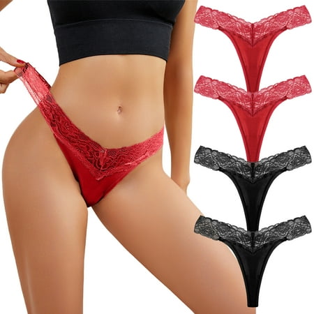 GWAABD Womens Underwear Seamless High Waist Underpants Lace Panties for Womens Underwear Panties Bikini Solid Womens Briefs Knickers Gift 4 Pieces Cot