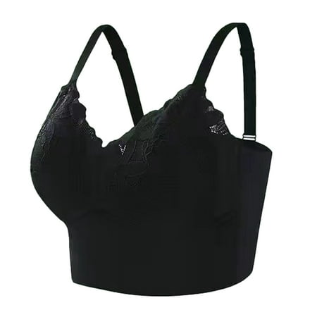 CLZOUD Womens Comfortable Bras Black Women S Traceless Ice Silk Suspender with a Beautiful Vest Gathered Forestall Sagging Sports Bra Xl
