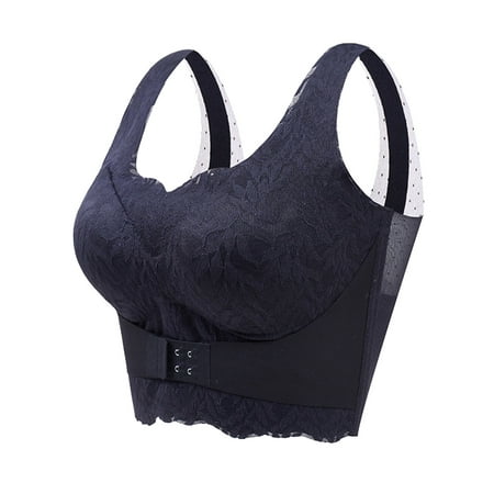 CLZOUD Womens Bras Black Womens Seamless Rimless Bra Beauty Chest Pads Bra Daily Sport Underwear Xxxxxxl