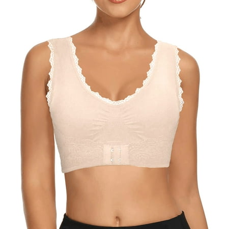 CLZOUD Comfort Bras for Women a Polyester Cotton Comfortable Breathable Bra Women Cup Solid Color Lace Sports Bra Large Full Top Size M