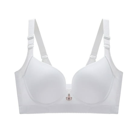 CLZOUD Soft Bras for Women Comfortable Large Size Breathable Beauty Back Push up No Steel Ring Uphold Push up Bra White 44