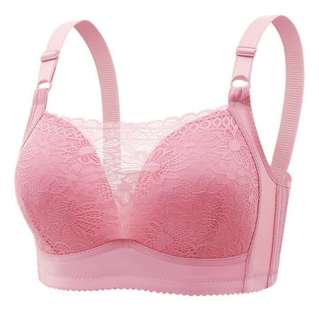 CLZOUD Women S Large Bra Comfortable and Lace Gathering Anti Sagging Bra Anti Strapping and Non Steel Ring Bra Rose Gold 36