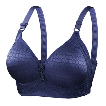 CLZOUD Women S Bras Comfortable and Large Thin Non Steel Rim Bra Converged and Adjustable for Middle Aged and Elderly Bra Dark Blue 44