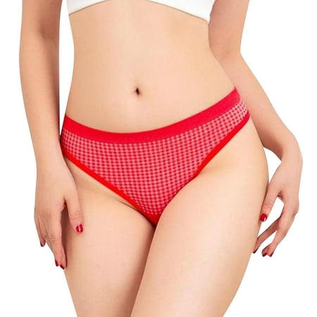 CLZOUD Underwear for Ladies Red Lace Design Panty Brief High Rise Cotton Comfortable Look Ladies Underwear