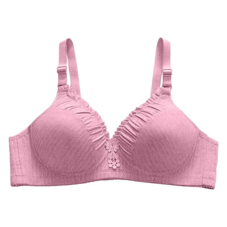 CLZOUD Womens Bras Comfortable Large Size No Steel Ring Underwear Gathering Comfortable and Breathable Bra Rose Gold 38