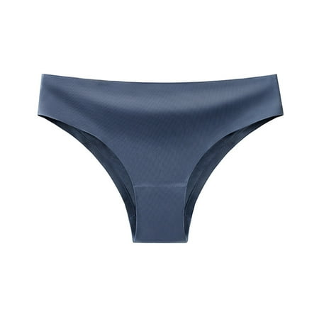 CLZOUD Stretchy Underwear for Women Blue Polyester Women Ice Silk Underwear Sports Fitness Low Waist Seamless T Pants Solid Color Underwear Xl