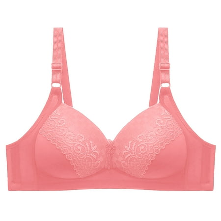 CLZOUD Comfy Bra Hot Pink Polyester Spandex Womens Full Coverage Non Padded Comfort Bra Plus Size a