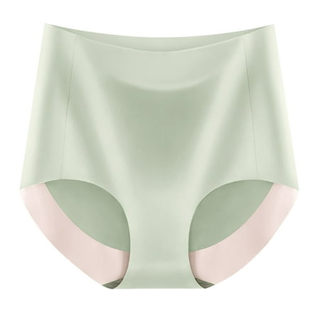 CLZOUD Plus Size Cheeky Panties for Women Army Green Polyester Cotton Breathable Wicking Microfiber Briefs High Waist Ice Silk Seamless Panties for Wo