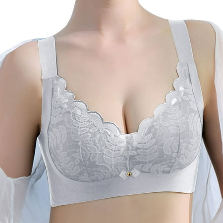 CLZOUD Pretty Bras D Lace Women Full Cup Thin Underwear Plus Size Wireless Sports Bra Bra Cover Cup Large Size Vest Bras 34/75C