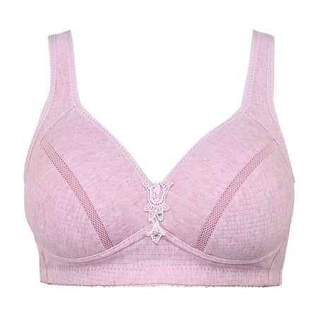 CLZOUD Women S BraCotton Thin Vest Style Bra Simple Comfortable Wire Back Hook Closure Plus Size Rose Gold 38