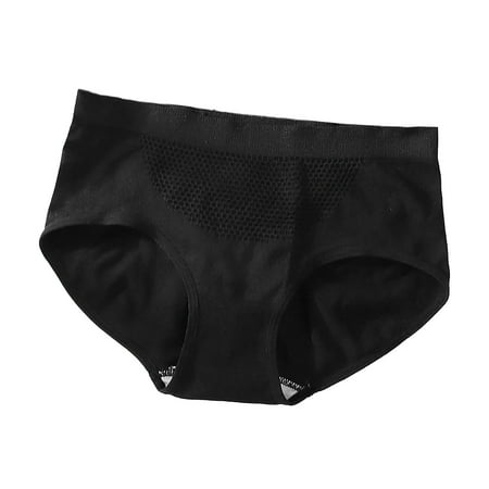 CLZOUD Workout Underwear for Women Black Nylon/Nylon Ladies Honeycomb Briefs Mesh Breathable Women Cotton Crotch Seamless Panties