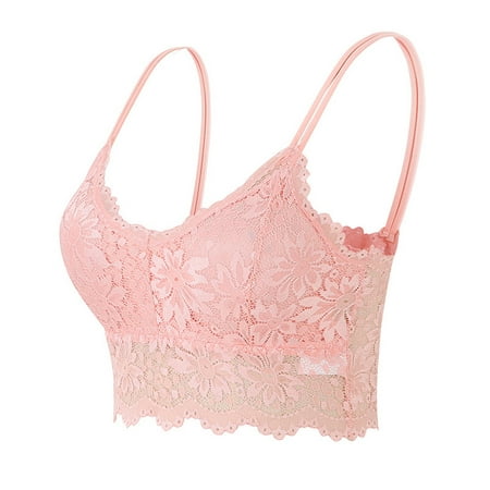CLZOUD Bra for Woman Pink Polyester Stretch Strapless 1 Piece Bra Summer Bandeau Bra Plus Size Strapless Bra Comfort Wireless Bra Padded Top Bra for W