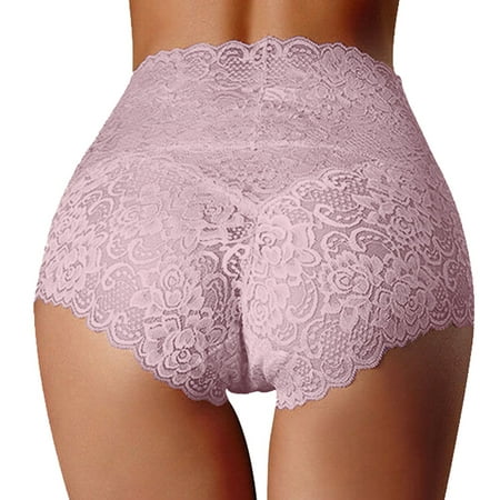 GWAABD Women Underpants Print New High Waist Underwear Women S Thin Hollow Lace Ladies Panties Pure Cotton Crotch Large Size Belly Briefs