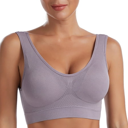 CLZOUD Comfort Bra Grey Women S Seamless MID Solid Color Sports Bra with Removable Bra Pad S