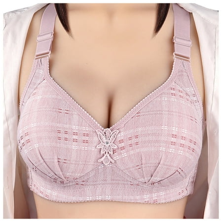 CLZOUD Comfort Shaping Bra Pink Womens Bra Large Size Thin Underwear Comfortable Breathable No Steel Ring Bra 85C