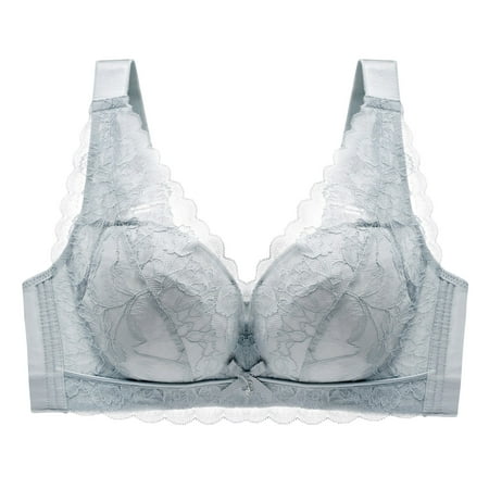 CLZOUD Women S Large Bra Grey Polyester Underwear for Women Push up Adjustable Bra Tube Top Sagging Plus Size No Wire Underwear 40D
