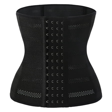 CLZOUD Womens Shapewear Tummy Control Women Solid Sport Bodysuit Corset Waist Underwear Body Shaper Breathable Waist Cincher Black S