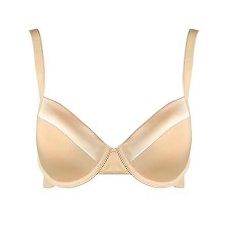 CLZOUD Bra for Plus Size Women S Solid Color Underwire Small Chest Beauty Back Bras Push up Anti Sag Adjusting Bra Beige 80C