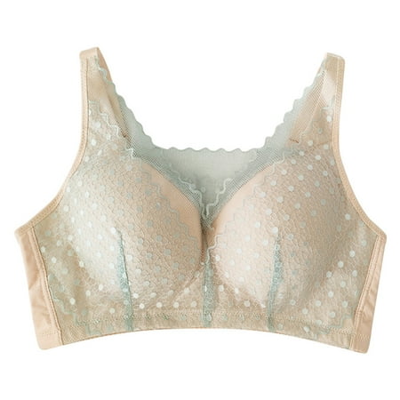 CLZOUD Bras for Women Green Lace Women Full Cup Thin Underwear Plus Size Wireless Sports Bra Lace Bra Cover Cup Large Size Vest Bras Xxxl