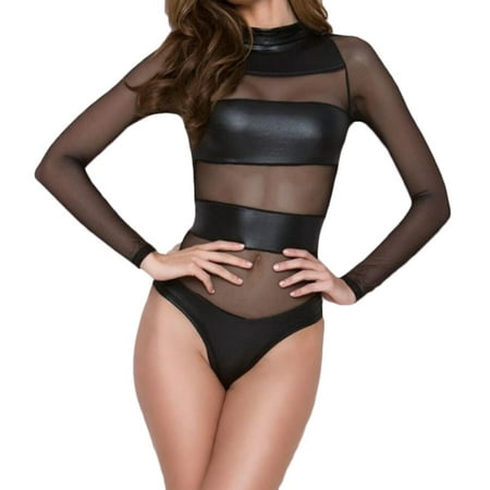 GWAABD Bridal Lingerie for Women Wedding Night Jumpsuit Clubwear Splice Bodysuit Women Leather Underwear Lingerie
