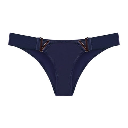 GWAABD Size Womens Underwear Women Metal V Shaped Sports Briefs Solid Color Ice Silk Low Waist Briefs