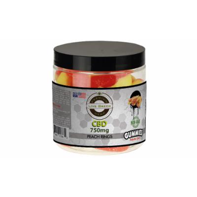 CBD Gummies by Live Green Hemp: Peach Rings-750mg Orange/Green