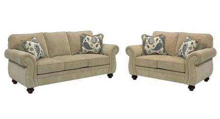 Cassandra 3688QASL/8994-82/4045-43/1021-22 2-Piece Living Room Set with Queen Air Dream Sleeper and Loveseat in 8994-82 Body  4045-43 Pillows  1021-22