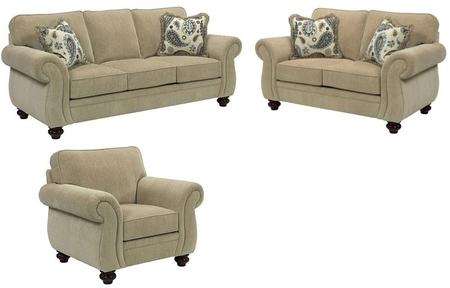 Cassandra 3688QGSLC/8994-82/4045-43/1021-22 3-Piece Living Room Set with Queen Good Night Sleeper  Loveseat and Chair in 8994-82 Body  4045-43 Pillows
