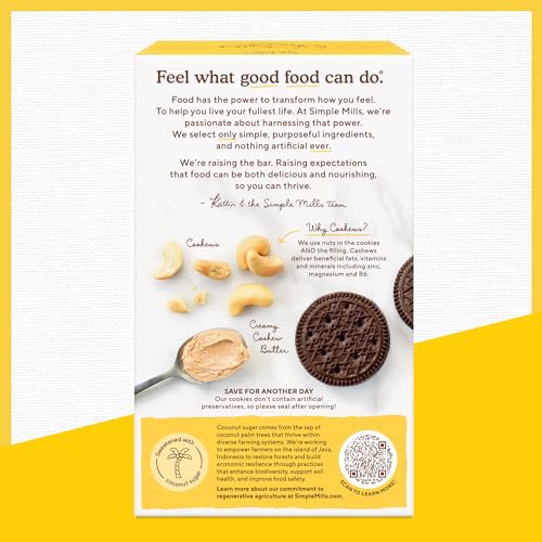 Simple Mills Cocoa Cashew Crème Sandwich Cookies - Gluten Free, Vegan, Healthy Snacks, 6.7 Oz (Pack of 4) thumbnail