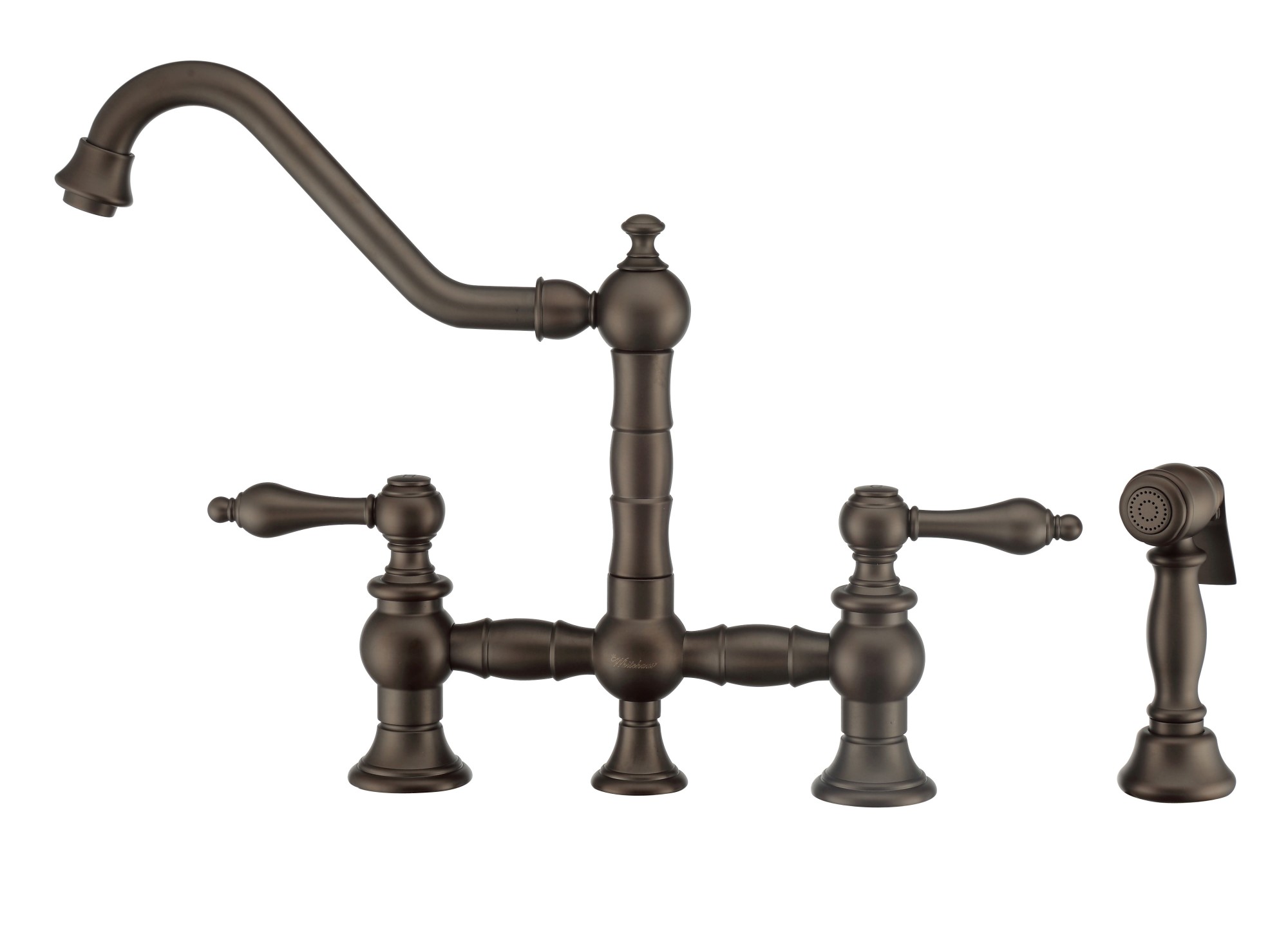 Whitehaus WHKBTLV3-9201-NT Vintage III Plus 1.5 GPM Widespread Kitchen Faucet Oil Rubbed Bronze Faucet Kitchen Double Handle