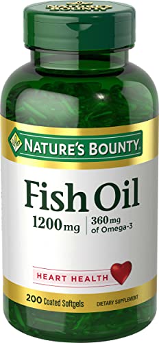 Nature's Bounty Fish Oil, Supports Heart Health, 1200 Mg, 360mg Omega-3, 200 Odorless Coated Softgels