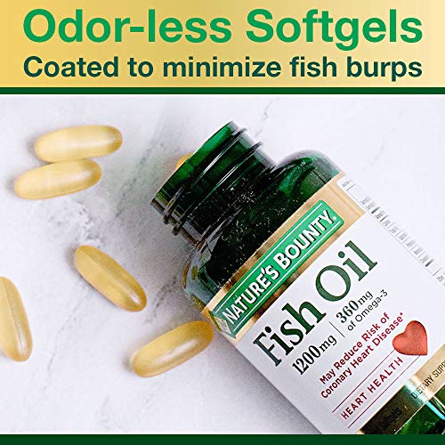 Nature's Bounty Fish Oil, Supports Heart Health, 1200 Mg, 360mg Omega-3, 200 Odorless Coated Softgels thumbnail