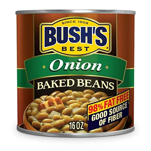 BUSH'S BEST 16 Oz Canned Onion Baked Beans, Source of Plant Based Protein and Fiber, Low Fat, Gluten Free, (Pack of 12) thumbnail